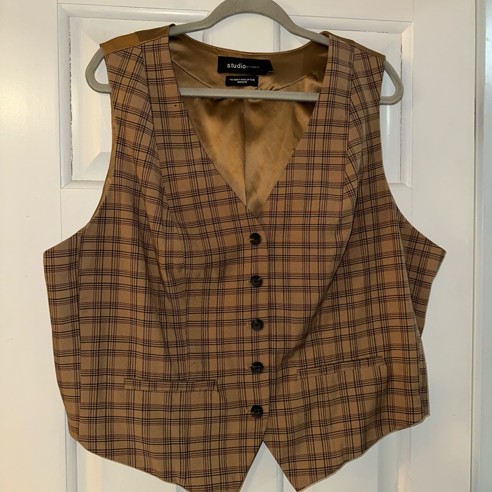 Torrid Brown Plaid Vest